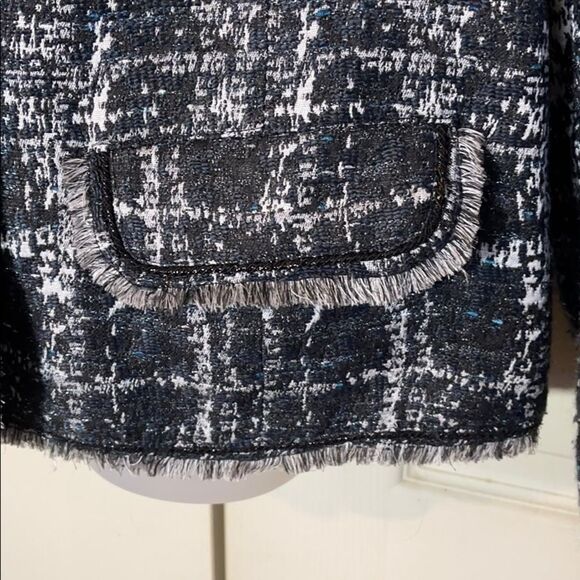 Chico's Gray Metallic Fringe Boucle Jacket 3/L - Picture 8 of 16